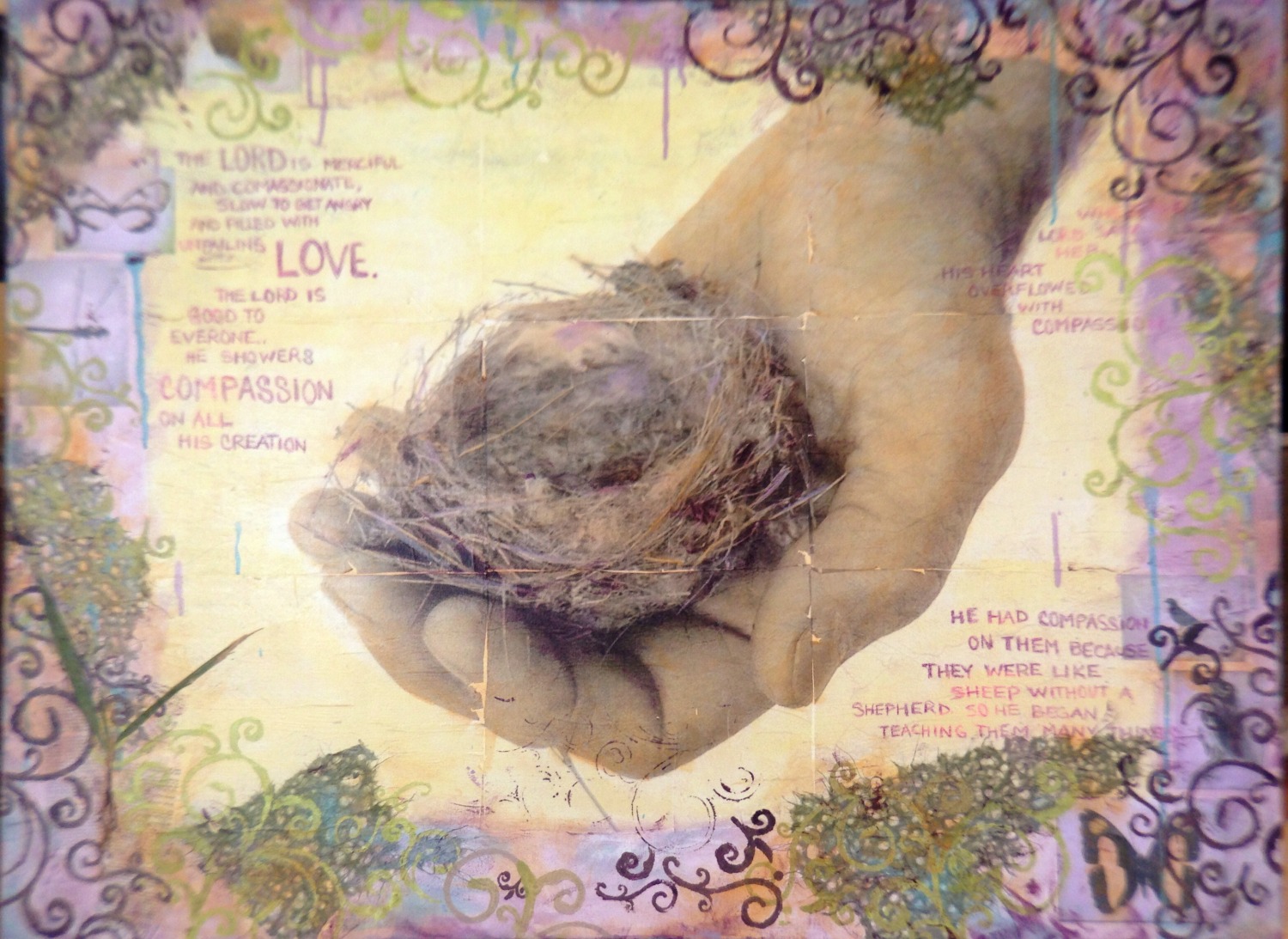 Compassion - photo transfers and mixed media on canvas by Judith Monroe